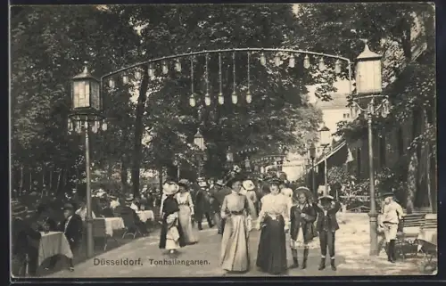 AK Düsseldorf, Tonhallengarten mit Besuchern