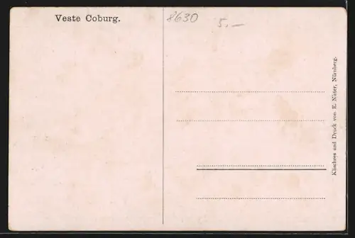 Künstler-AK Coburg, Veste Coburg mit Umgebung