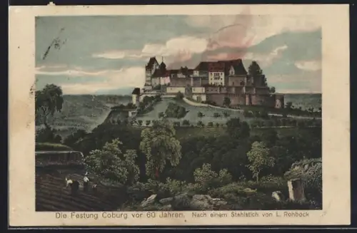Künstler-AK Coburg, Festung Coburg, historische Ansicht