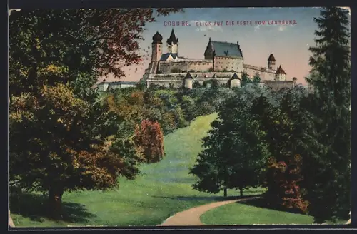 AK Coburg, Blick auf die Veste von Laubgang