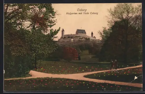 AK Coburg, Hofgarten mit Veste Coburg