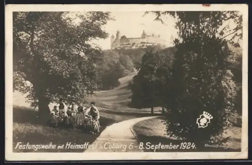 AK Coburg, Festungsweihe mit Heimatfest 1924, Veste, Trachtengruppe