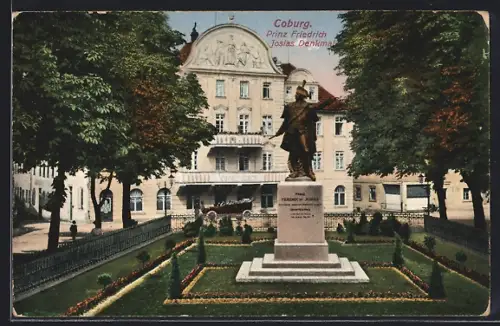 AK Coburg, Prinz Friedrich Josias Denkmal mit Anlagen