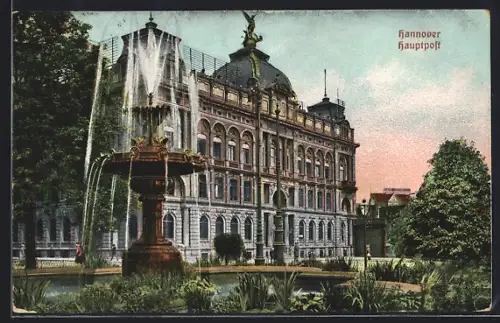 AK Hannover, Hauptpost, Brunnen