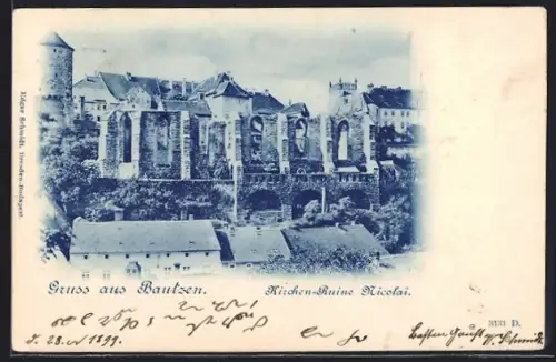AK Bautzen, Kirchen-Ruine Nicolai