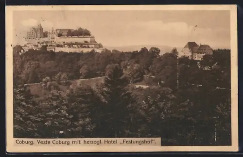 AK Coburg, Veste Coburg mit herzogl. Hotel Festungshof