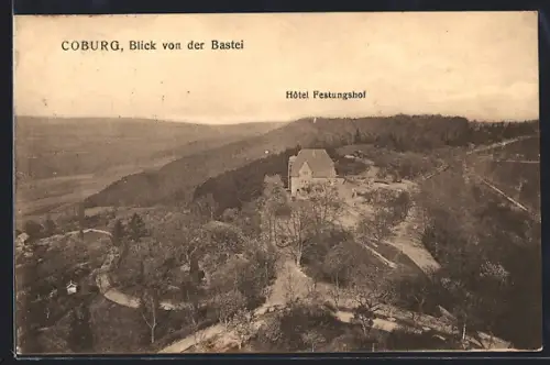 AK Coburg, Blick von der Bastei, Hotel Festungshof