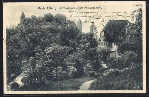 AK Coburg, Veste Coburg, Gasthaus Zum Festungshof