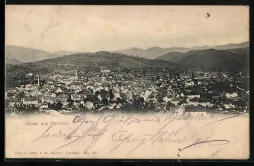 AK Kandern /Baden, Panoramaansicht der Stadt