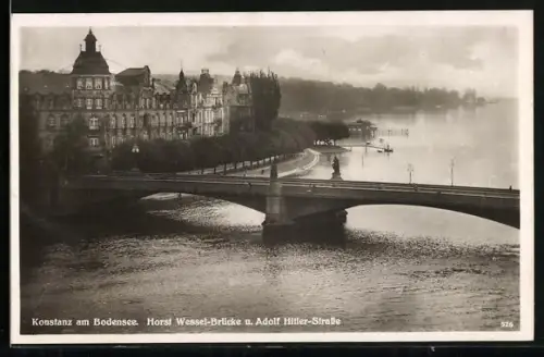 AK Konstanz am Bodensee, Brücke, Strasse