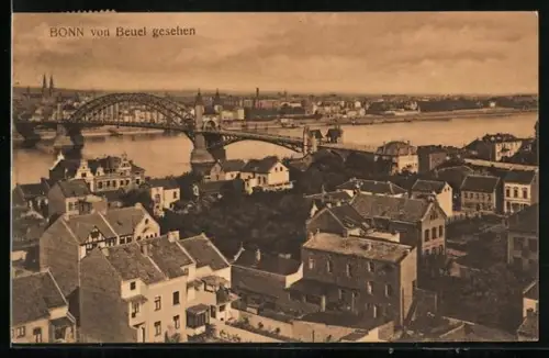 AK Bonn-Beuel, Blick auf Bonn und Rheinbrücke