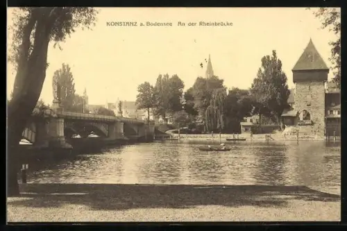 AK Konstanz a. Bodensee, An der Rheinbrücke