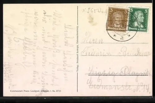 AK Untersachsenberg-Georgenthal, Ortsansicht mit Kirche