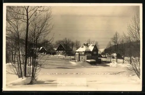 AK Holzhau /Sachsen, Winteransicht des Ortes