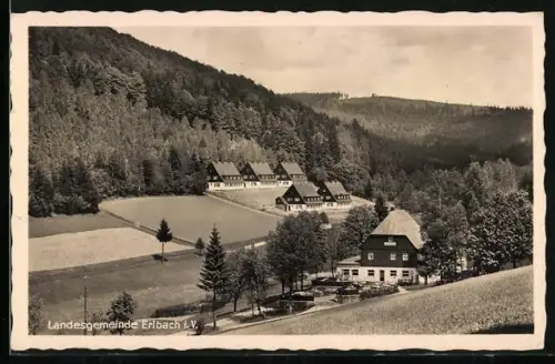 AK Adorf i. V., Gasthaus Wettintal mit Umgebung aus der Vogelschau