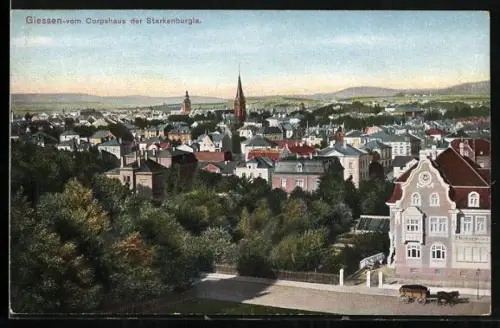 AK Giessen, Blick vom Corpshaus der Starkenburgia auf die Stadt