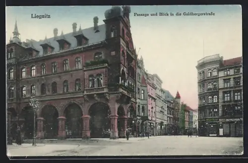 AK Liegnitz, Passage und Blick in die Goldbergerstrasse
