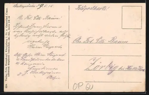 AK Kybarty, Der Krieg im Osten, Strassenpartie mit Geschäften