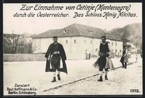 AK Cetinje, Blick zum Schloss, Zur Erinnerung an die Einnahme durch die Österreicher