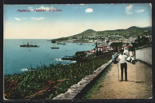 AK Funchal /Madeira, Ortsansicht mit Küstenstrasse