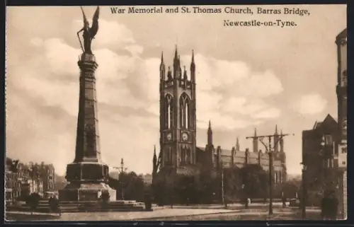 AK Newcastle-on-Tyne, War Memorial and St. Thomas Church, Barras Bridge