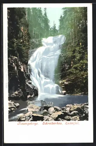 AK Schreiberhau /Riesengebirge, Blick auf den Zackelfall