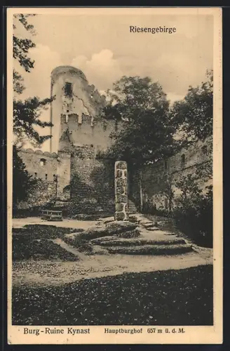 AK Kynast /Riesengebirge, Hauptburghof in der Burg-Ruine