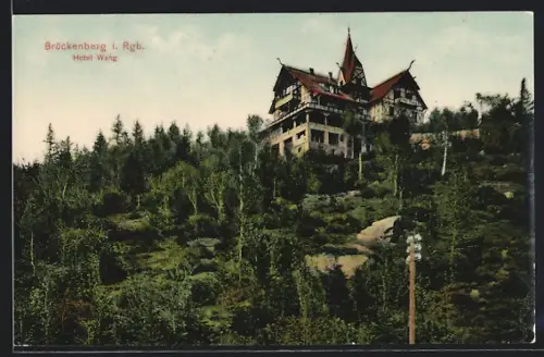 AK Brückenberg i. Rgb., Blick zum Hotel Wang, Inh. Hans Borek