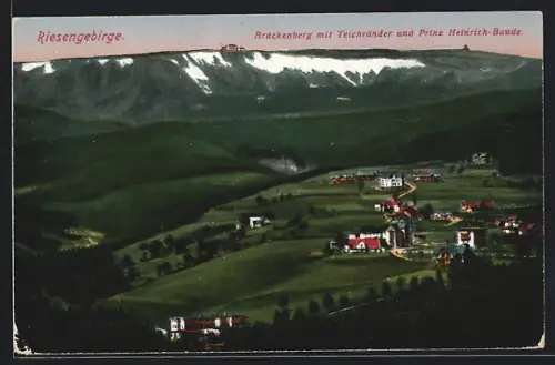 AK Brückenberg /Riesengebirge, Blick mit Teichränder und Prinz Heinrich-Baude