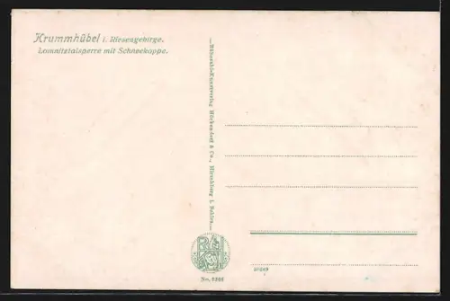 AK Krummhübel i. Riesengebirge, Lomnitztalsperre mit Schneekoppe