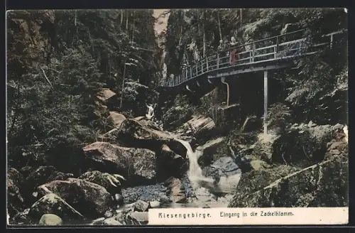 AK Zackelklamm /Riesengebirge, Eingang in die Klamm