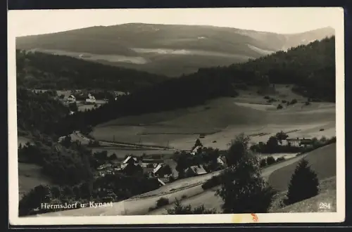 AK Hermsdorf, Ortsansicht mit Kynast