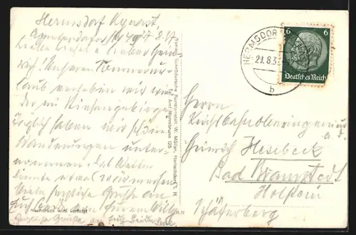 AK Hermsdorf, Ortsansicht mit Kynast