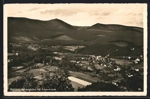 AK Wolfshau-Krummhübel, Panorama mit Schneekoppe