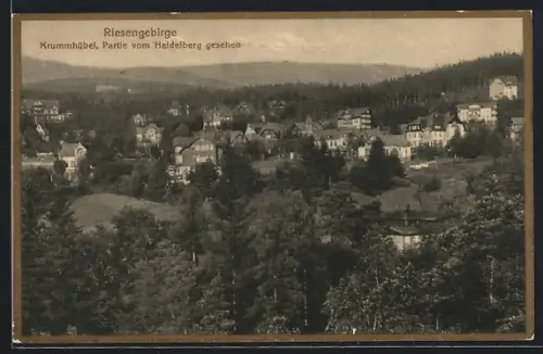 AK Krummhübel /Riesengebirge, Ortsansicht vom Heidelberg gesehen
