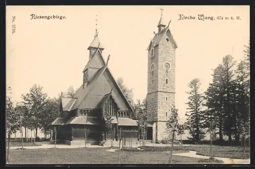 AK Wang im Riesengebirge, Blick auf die Kirche Wang