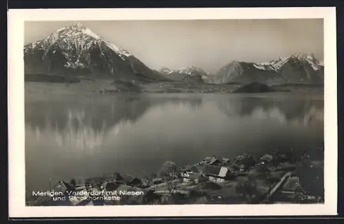 AK Merligen, Vorderdorf mit Niesen und Stockhornkette