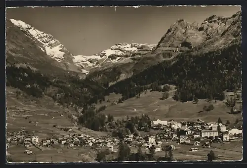 AK Leukerbad, Teilansicht mit Balmhorn-Ferden-Rothorn-Majinghorn