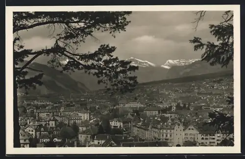AK Chur, Stadtausblick mit den Alpen