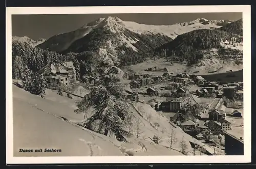 AK Davos, Teilansicht mit Seehorn im Schnee
