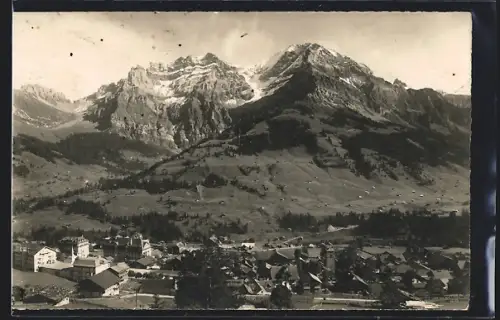 AK Adelboden, Teilansicht mit Kleinlonner, Grosslonner und Tschinggelochhorn