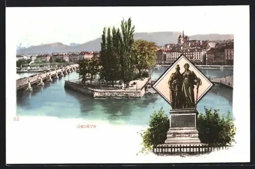 AK Genève, Denkmal, Panorama