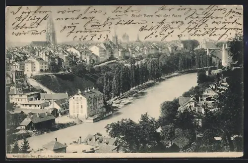 AK Bern, Teilansicht mit der Aare