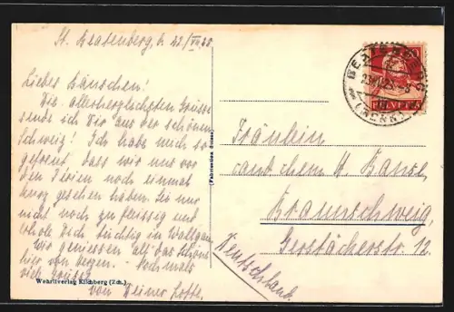 AK St. Beatenberg, Ortsansicht mit Thunersee und Jungfrauengruppe