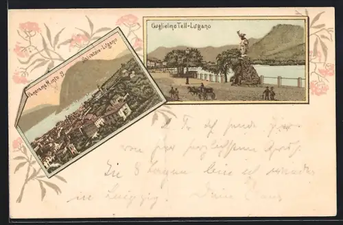 Lithographie Salvatore-Lugano, Panorama Monte S., Guglielmo Tell