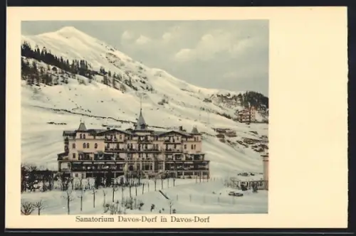 AK Davos-Dorf, Sanatorium Davos-Dorf im Schnee