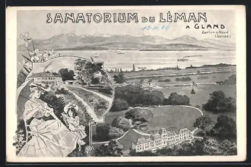 Künstler-AK Gland /Vaud, Sanatorium du Léman