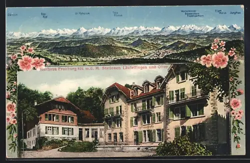 AK Läufelfingen, Kurhaus Frohburg und Alpenpanorama