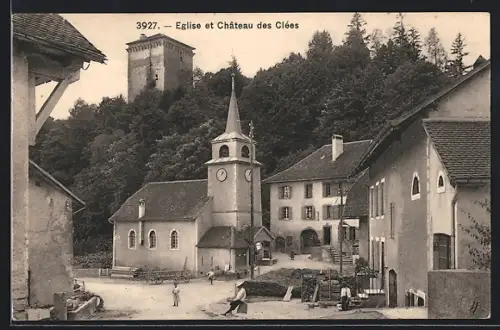 AK Les Clees, Eglise et Chateau des Clees