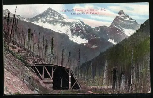 AK Macdonald Range /B.C., Scene near the Glacier, track of the Canadian Pacific Railway